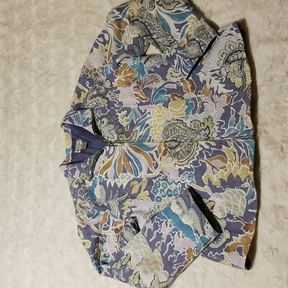Chico's Paisley Floral Jacket Womens Size Large/Size 2 Boho Artsy